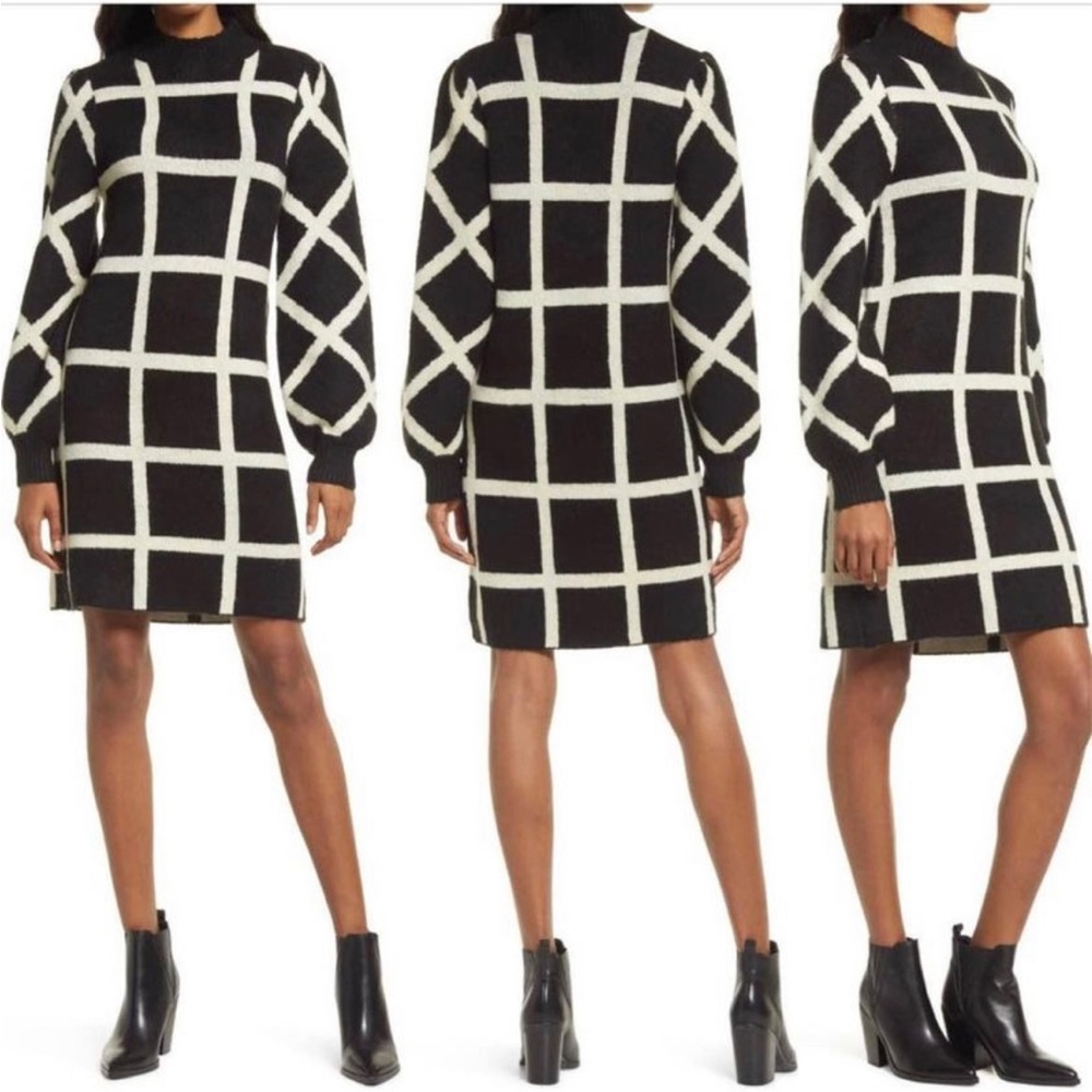 Mock neck sweater dress
